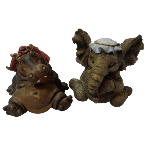 Rare Big Sky Carvers Safaritivity I‎ Elephant Mary & Hippo Joseph - Picture 1 of 15